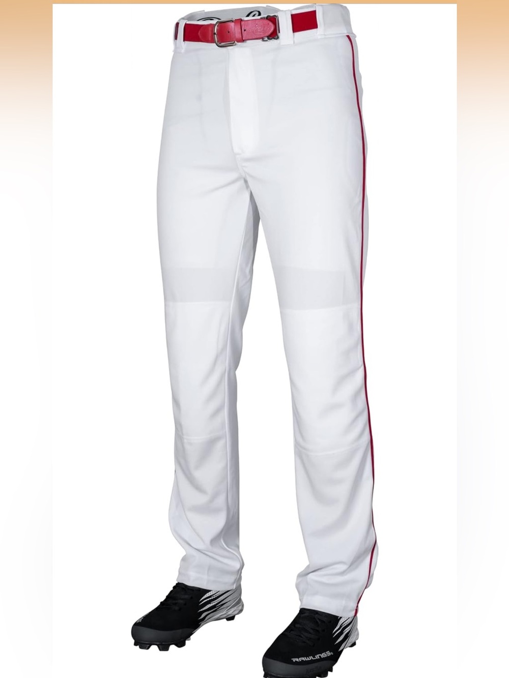 NWT Rawlings Boy's Semi-Relaxed Full Length Baseball Pants | Piped Red |youth XL